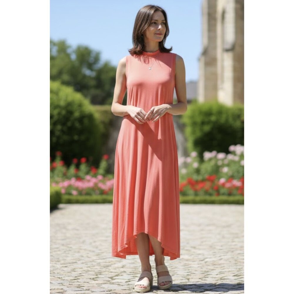 KRIMSON KLOVER Sea Breeze Jersey Stretch Maxi Dress in Paradise Pink Travel NWT